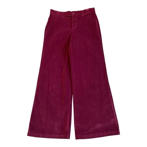 Liz Claiborne Wide Leg High Rise Women Pants Burgundy Passion Flex Waist Sz 10 - Picture 2 of 5
